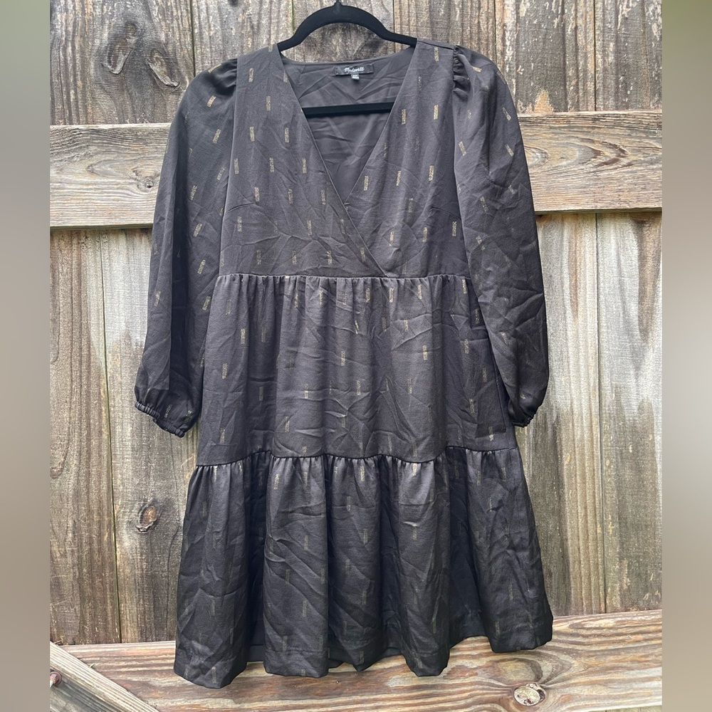 Madewell Black Dress with Gold Details Sz XXS